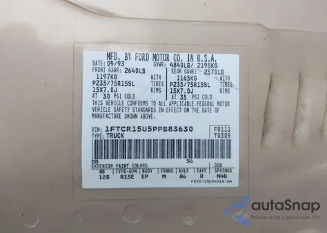 1993 Ford Ranger Super Cab from USA, damaged, VIN 1FTCR15U5PPB83630